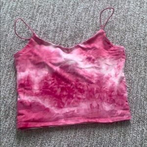 Pink tie-dye tank top